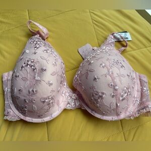 La Vie En Rose Blush Floral Embroidered Bra